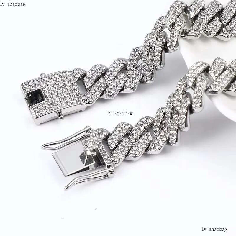 Custom Fashion Jewelry Gold Plated Alloy 14MM Chunky Full Dia Zircon Cuban Chain Link Necklace Women Men