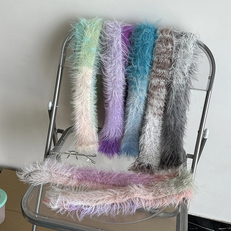 Luochi Knitting Fluffy Long Thin and N Scarf for Womens Mink Autumn Versatile Knitted Soft Waxy Scarf 250929