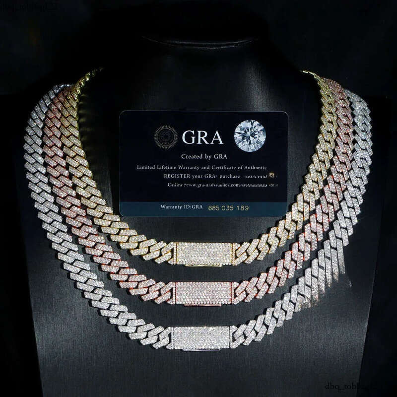 Hip Hop Style Iced Out Jewelry 6mm 8mm 10mm 12mm 14mm 20mm Width Sterling Sier VVS Moissanite Cuban Link Chain Bracelet