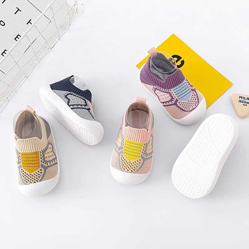 Baby Shoes Antislip Breathable Infant Crib Floor Socks with Rubber Sole for Children Boys Mesh Shoes Soft Bottom Baby Girl J250930