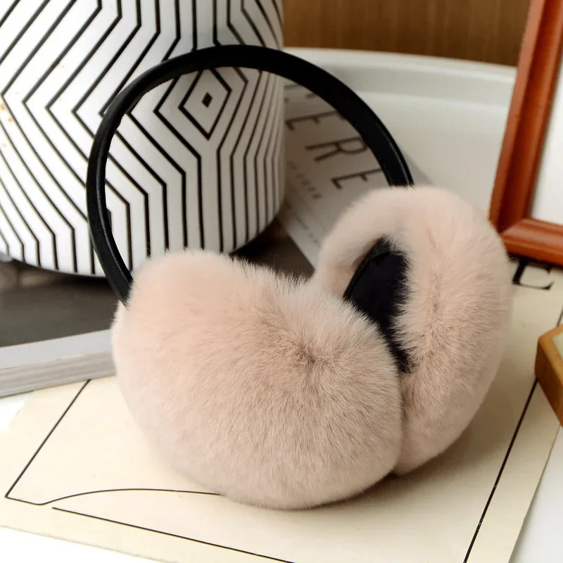 Retractable Rex Rabbit Fur Ear Muffs for Women Winter Warm Fleece Lined Extreme Cold 250930
