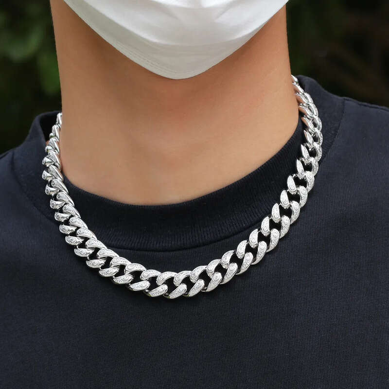 High Quality Iced Out Cuban Link Necklace Bracelets Mens Hip Hop Gold Chain Necklaces Jewelry 15mm