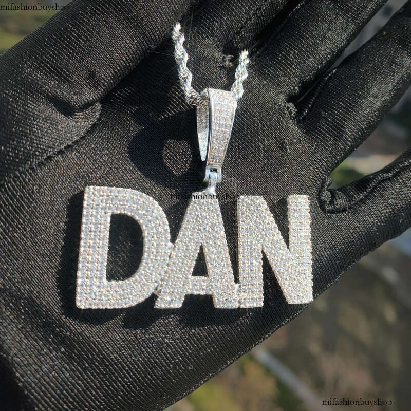 Hip Hop Custom A-Z Letters 0-9 Numbers Pendant Necklace 3 Rows 5A Zircons Men Women Jewelry Gift