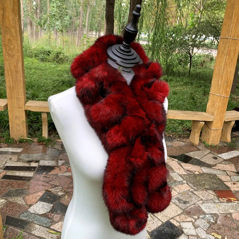 Real Rabbit Fur Scarf Winter Neck Warmer Knitted Furry Fur Collar Ladies Thick Fur Scarves Plush Real Fur Shawls Solid 250929