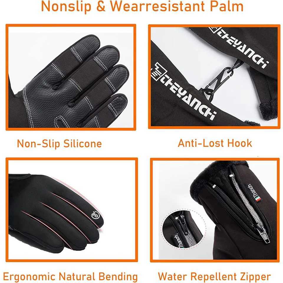 NOFOXO Winter Waterproof Wearresistant Outdoor Fishing Gloves Flip Finger Warm Gloves Cycling Antislip Touch Screens Cycling Z250925
