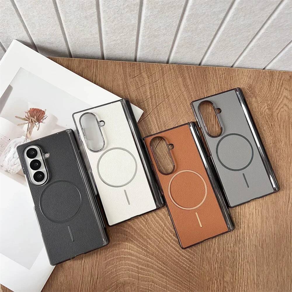Leather Magnetic Half Pack Phone Case for Samsung Galaxy Z Fold 7 6 5 4 Fold5 Fold6 Fold7 Hinge Protective Cover Durable Slim