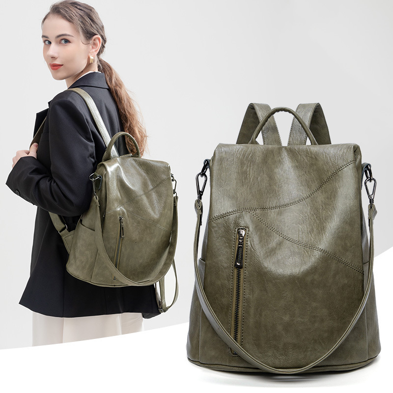 Designer Women's New 2025 Fashion Multi functional Splicing Cowhide Backpack
