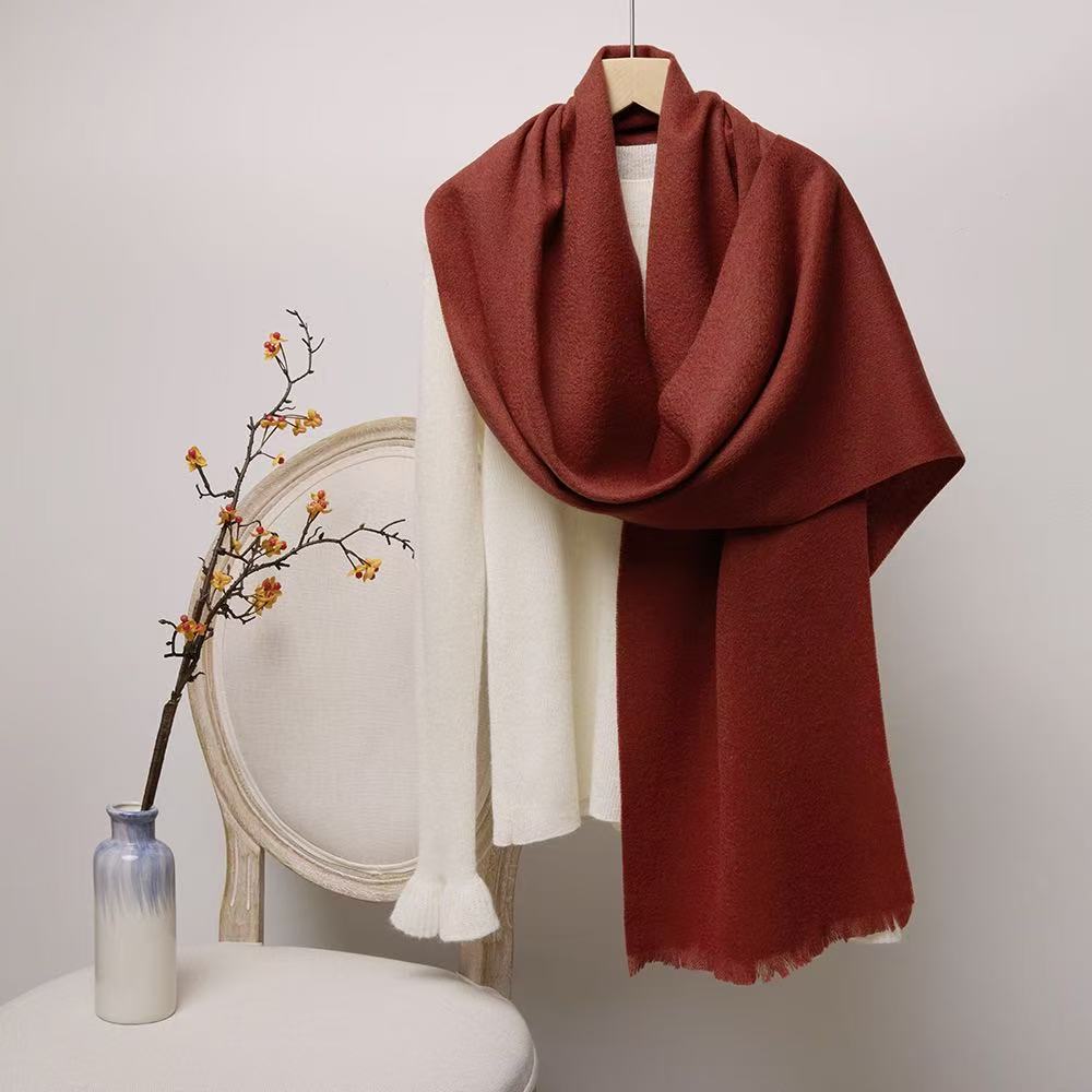 T1952 pure wool scarf neck warm autumn and winter all-match solid color