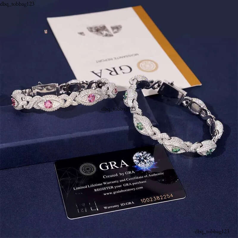 Plated Bracelet Custom Iced Out Colored Moissanite Dia Hip Hop Men Style Jewelry Sier Infinity Cuban Link Chain