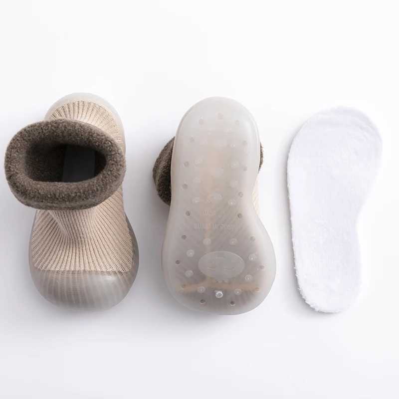 Baby Winter Warm Fluffy Long Sock Shoes Toddler Boys Girls Soft Rubber First Walkers 6M3T Children Indoor Antislip Floor ShoesJ250930