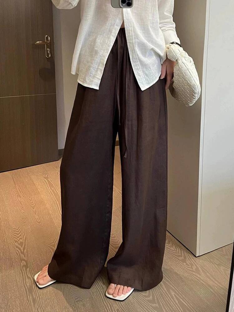 High Waist Linen Women Wide Leg Summer Thin Loose Casual Pants Haruku Korean Solid All Match Straight Trousers dongdumaoyi