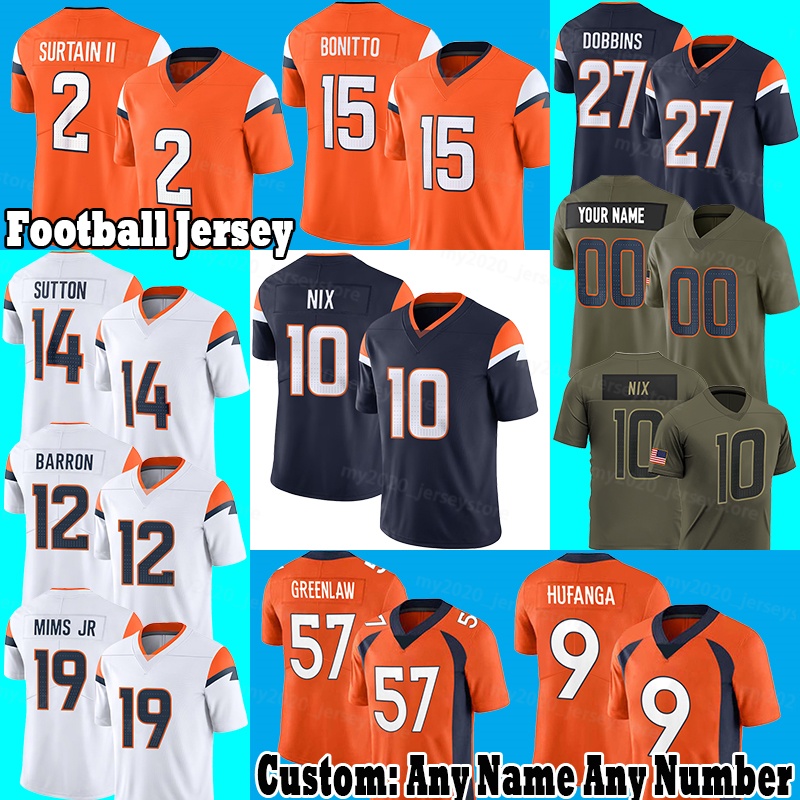 2 Pat Surtain II Football Jersey 10 Bo Nix 14 Courtland Sutton Evan Engram Jarrett Stidham Sam Ehlinger Quinn Meinerz Zach Allen Trent Sherfield Bonitto Jahdae Barron