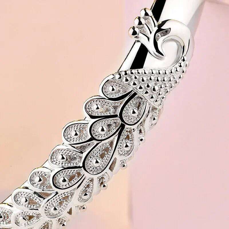 Sterling Sier Pea Opening Screen Bracelet For Women Designer Texture Open Bracelets Party Original Jewelry Gift