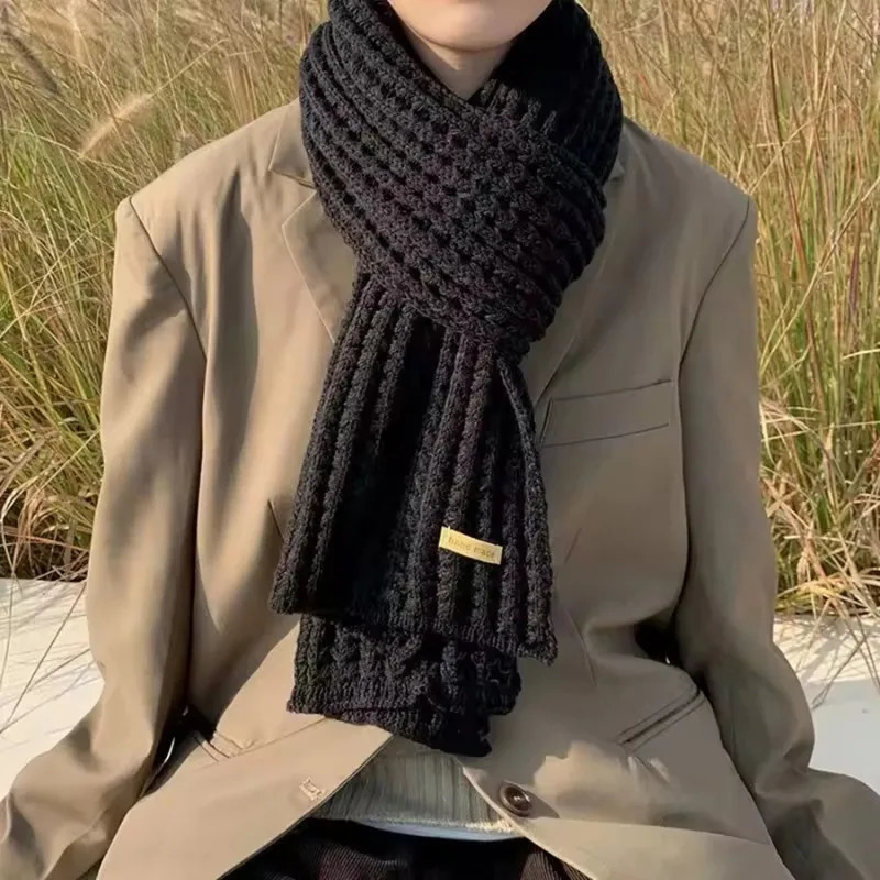 Winter Scarf Women Mens Thick Cable Knit Wrap Chunky Long Warm Scarf for Travel Office Warm Cashmere Scarves Neckercheif 250930