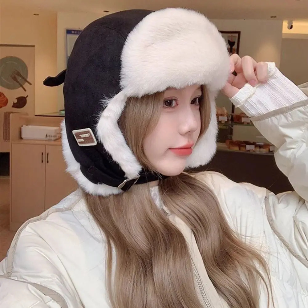 Outdoors Plush Bomber Hat Thick Warm Winter Cap Windproof Ushanka Fur Hat for Men Women 250929