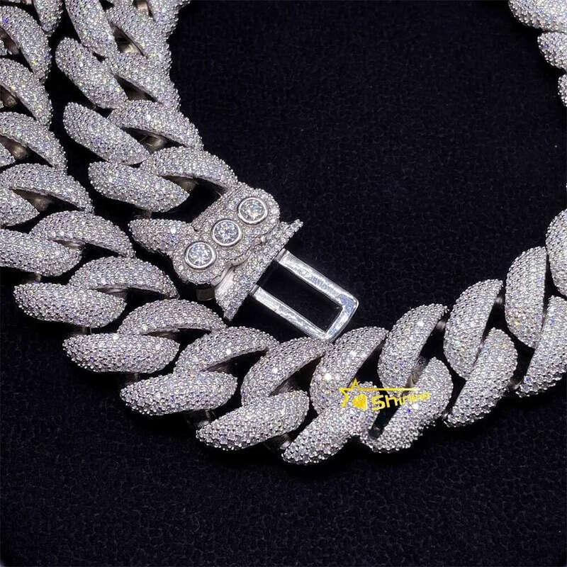 Big 20mm Necklace Hip Hop Jewelry Sier Vvs Dia Moissanite Iced Out Cuban Link Chain Custom