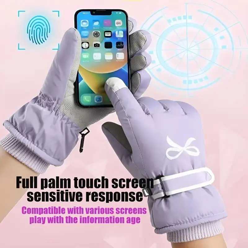 Winter Snowboard Ski Gloves for Women PU Leather NonSlip Touch Screen Waterproof Warm Fleece Motorcycle Cycling Riding Gloves Z250925