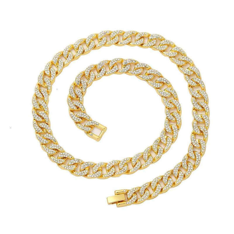 DHCollections Hip Hop for Men Bling Iced Out Cuban Link Chain Gold & Sier Plated Rhinestone Rapper Necklace Fashion Jewellery 18-24 Inch 1 Piece