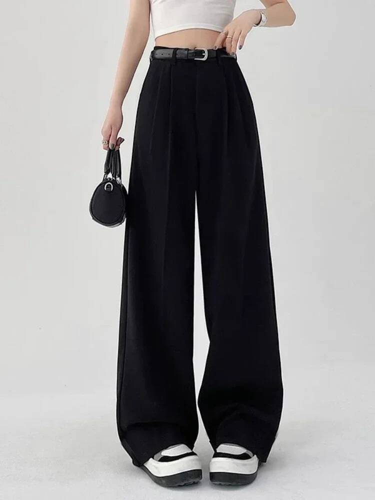 2025 New Women's Casual Temperament High Waist Loose Straight Trousers Gift Belt Fashion Versatile Wide Leg Pants Women dongdumaoyi