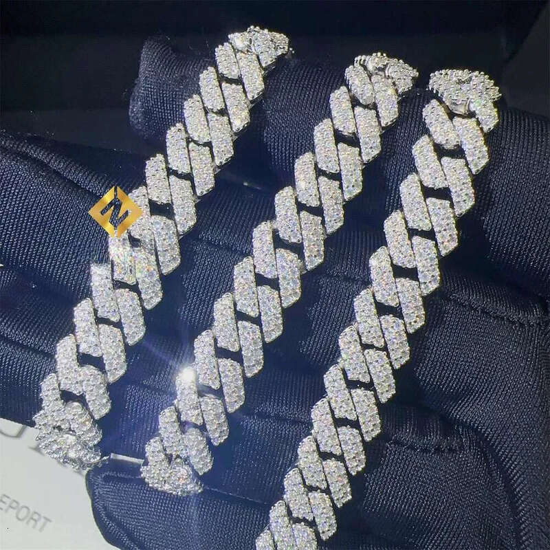 Necklace chain 8mm Two Rows Iced Out Man Hip Hop Jewelry GRA Certificates Pass Dia Tester VVS1 Moissanite Cuban Link Chain Men