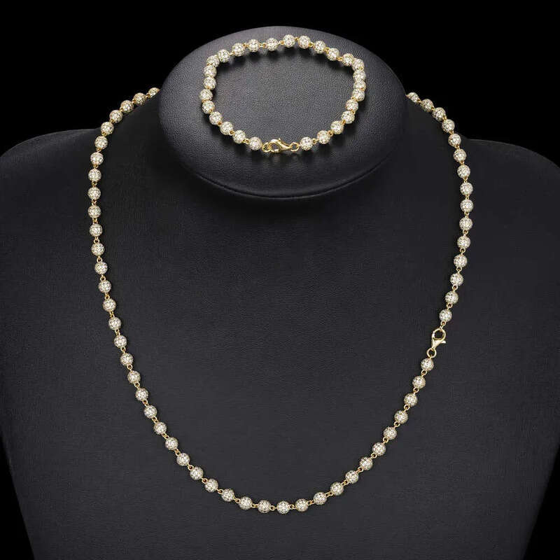 New Hip Hop Jewelry Rapper's 5mm Sterg Sier VVS Moissanite Dia Iced Out Bead k Chain Necklace For Men
