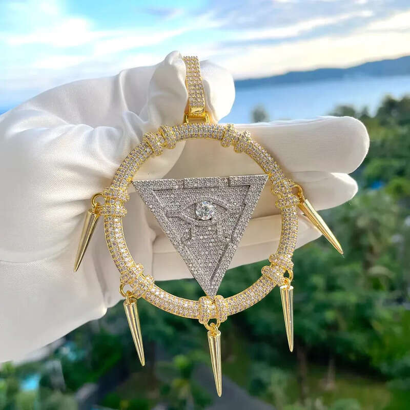 Elegant Millennium Ring Shape Hip Hop Certified Gold Pendant Real Dia Necklace With Cuban Chain for Your Gentlemen
