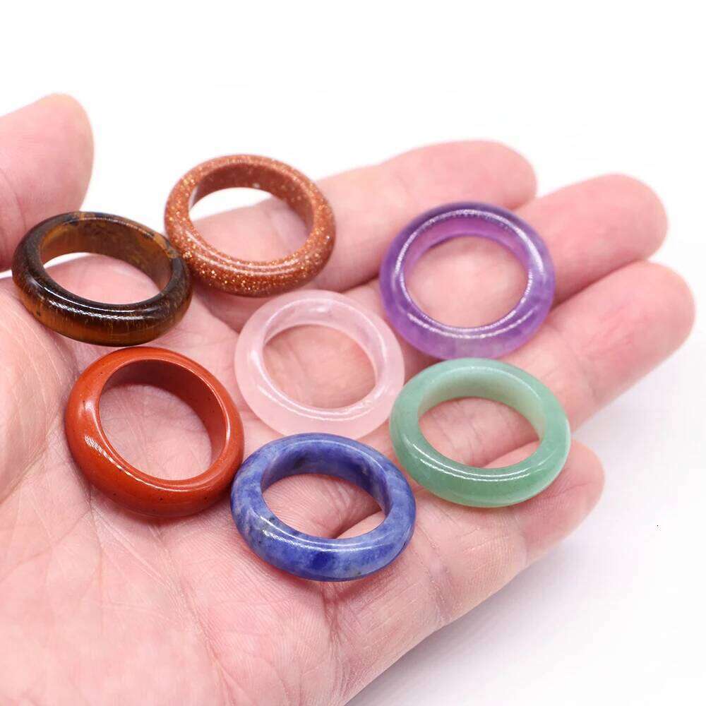 1pc Color Style Nature Stones Rings Healing Crystals Vintage Chakra Ring Women's Wedding Party Jewelry Punk Rock Gemstones Gift