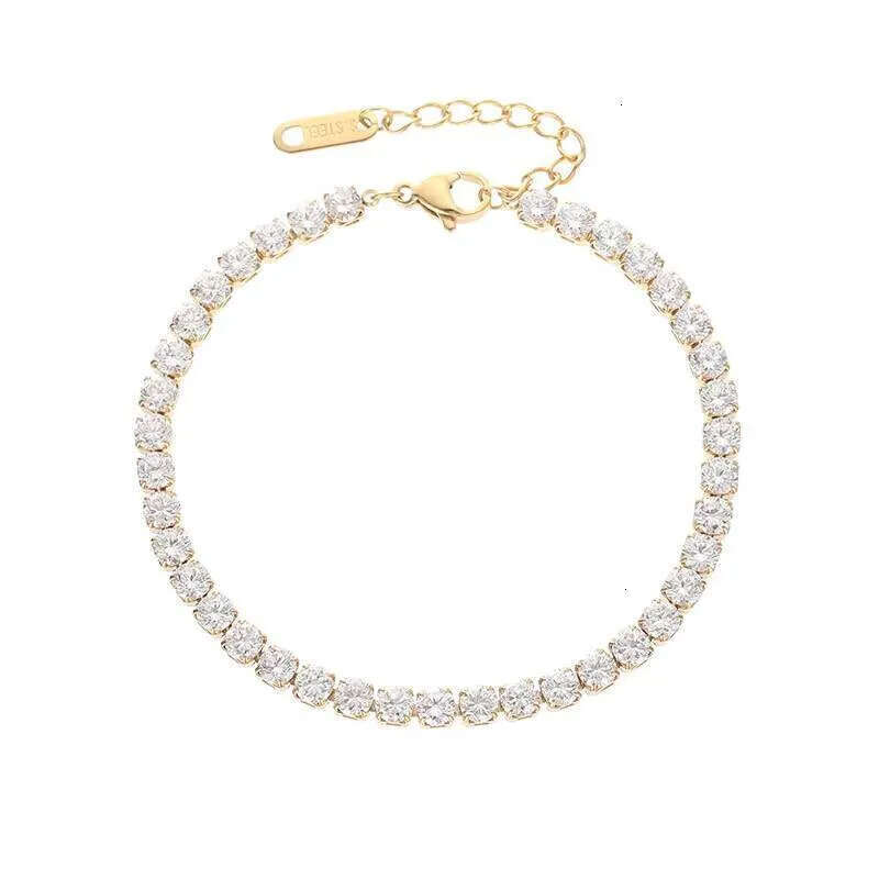 Hot Sale Cubic Classic Tennis Stainless Steel Bracelet Bangle Enamel Zirconia Sier Gold Women Bracelets