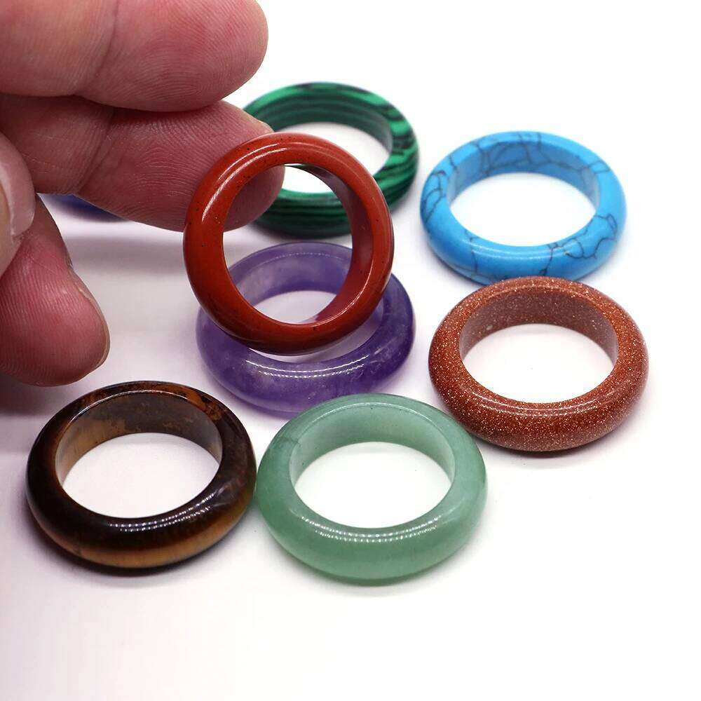 1pc Color Style Nature Stones Rings Healing Crystals Vintage Chakra Ring Women's Wedding Party Jewelry Punk Rock Gemstones Gift