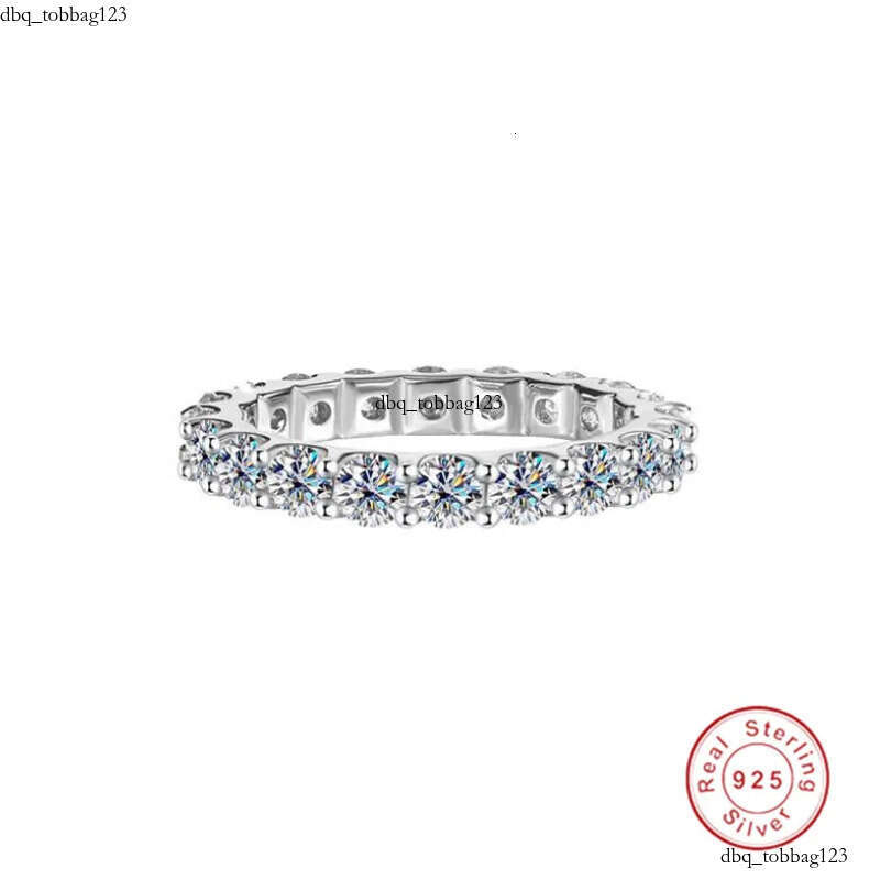 2024 Sparkling Gorgeous Handmade Full Round Cut Moissanite Dia Gemstones Wedding Rings Pure 100% Sterling Sier Party Eternity Women Band Ring Gift