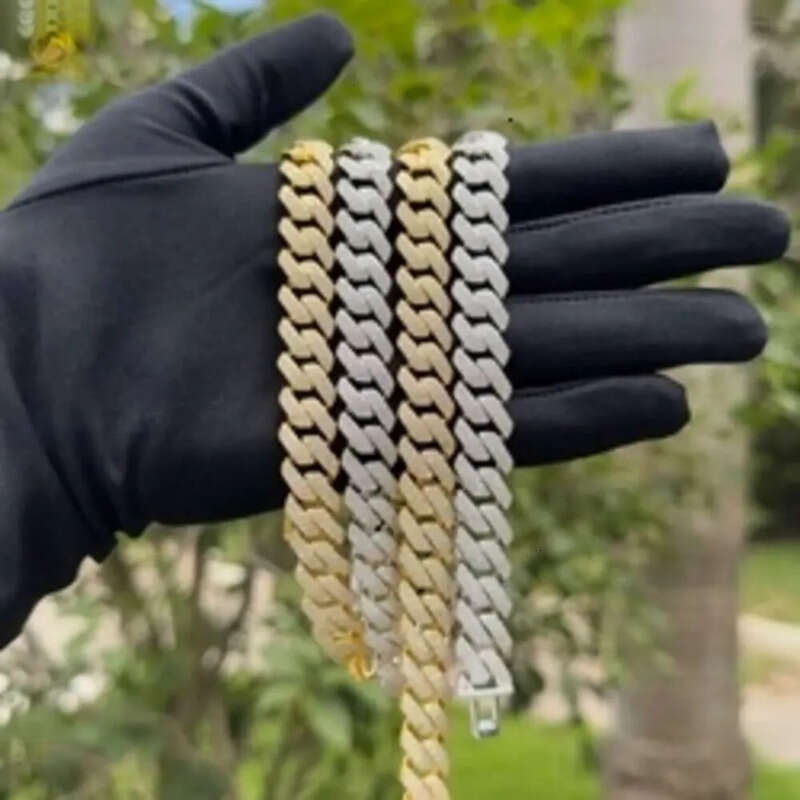necklace moissanite chain Pass Dia Tester Moissanite Hip Hop Jewelry Sier 8MM 10MM 12MM 13MM Iced Out Cuban k Chain Mens