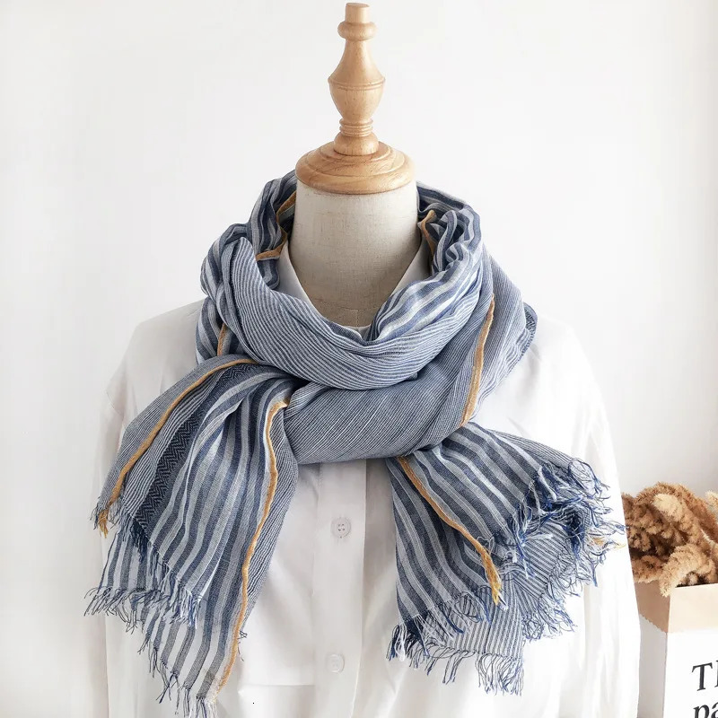 VREOVOR Scarf Womens Spring Autumn Thin Mori Color Matching Shawl Korean Version Versatile Linen Literary Retro Fashion 250930