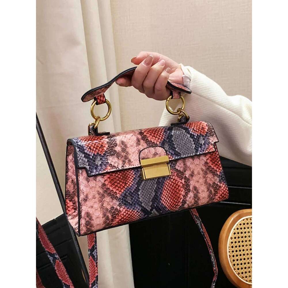 fashionable high-end texture light snake print niche design versatile handhold shoulder crossbody bag armpit loc