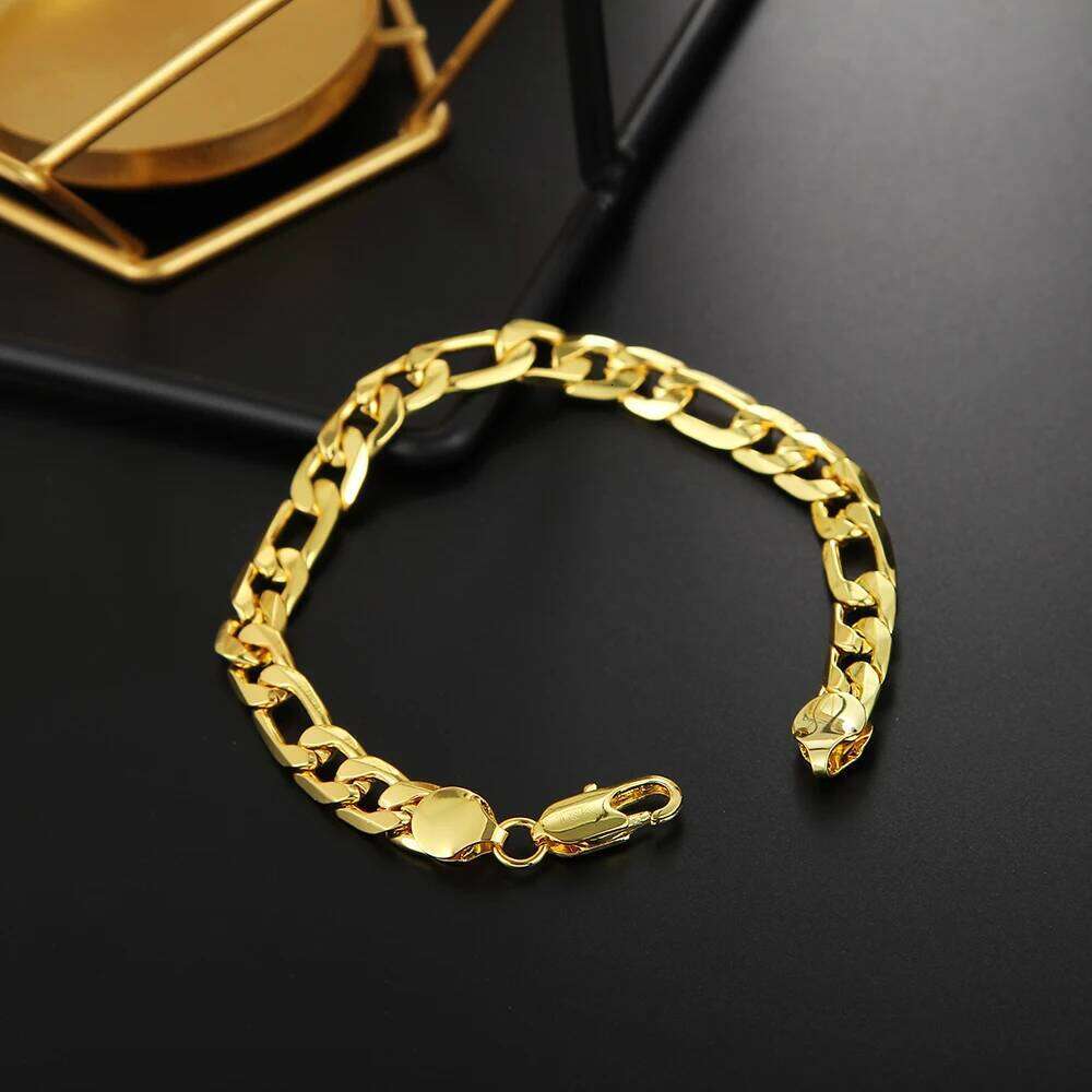 Hot classic sterling Sier gold color 8MM geometry Bracelets for man Women Fashion Party wedding Gifts fine Jewelry