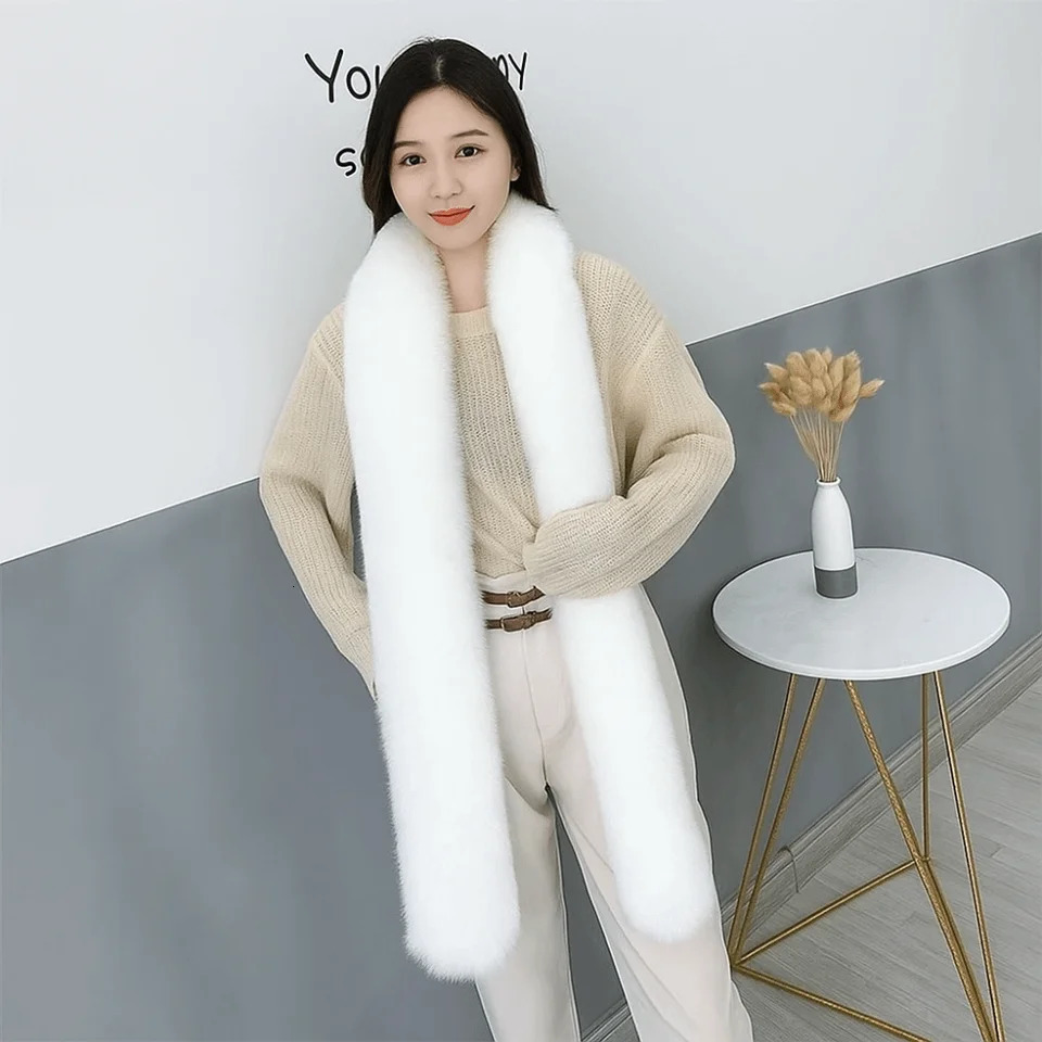 Fashionable 180cm Fur Long Scarf Soft Plush Thick Winter Fluffy Scarf Fur Decor Long Strip Scarf for Women Men 250929