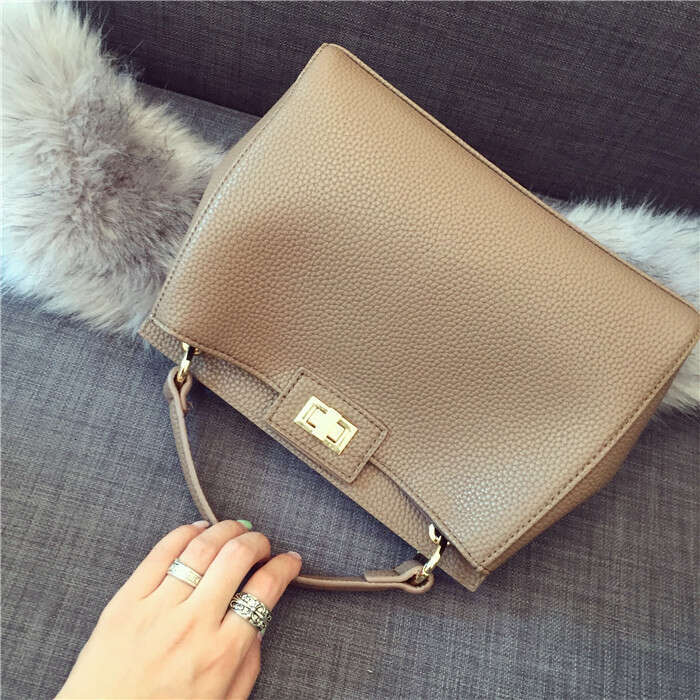 designer bag Luxury bag New Lychee Pattern Classic Kitten Style Gold Lock Single Shoulder Crossbody Women's Bag