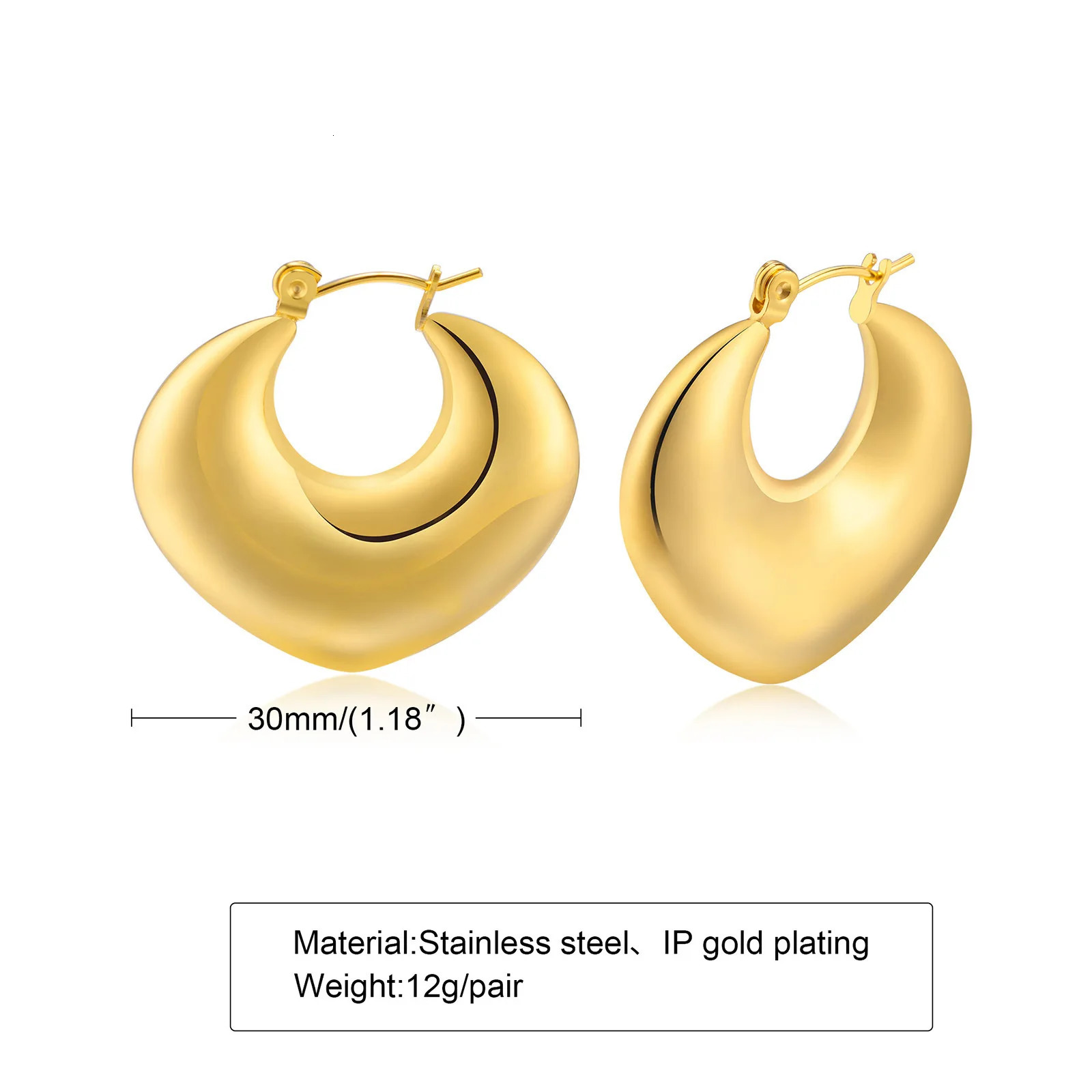 Stainless Steel Hollow Geometric Earrings Womens Heart Earrings 30mm Size Fashion Mother Gifts 250930