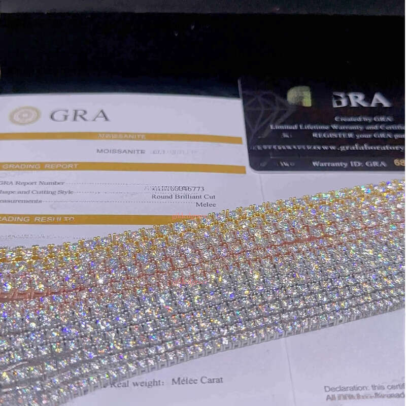 2mm 3mm 4mm 5mm Hop Necklace Sier vvs moissanite tennis chain women mens Fashionable man necklace Hip hop pass dia tester Chain