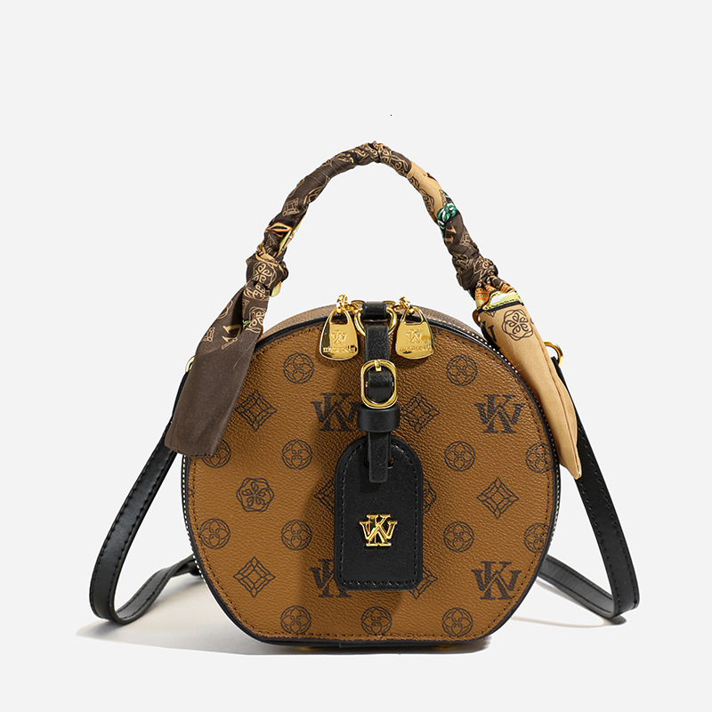 Luxury Brand Designer Bag High-End Bag For Women 2025 New Luxury Printed Retro Small Round Bag Versatile Elegant Fashion Single Shoulder Crossbody Bag