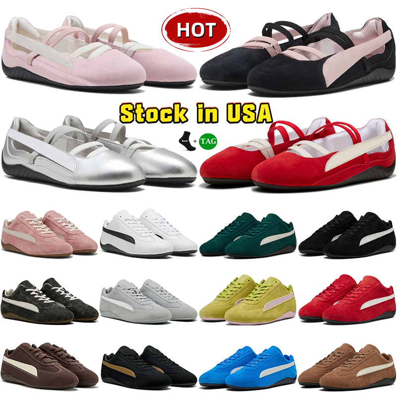 Germany Womens speedcats Sneakers Designer Casual Shoes ladies ballet flats sneakers mens Driving shoes flat suede trainers red white Black Mauve Mist Silver Satin