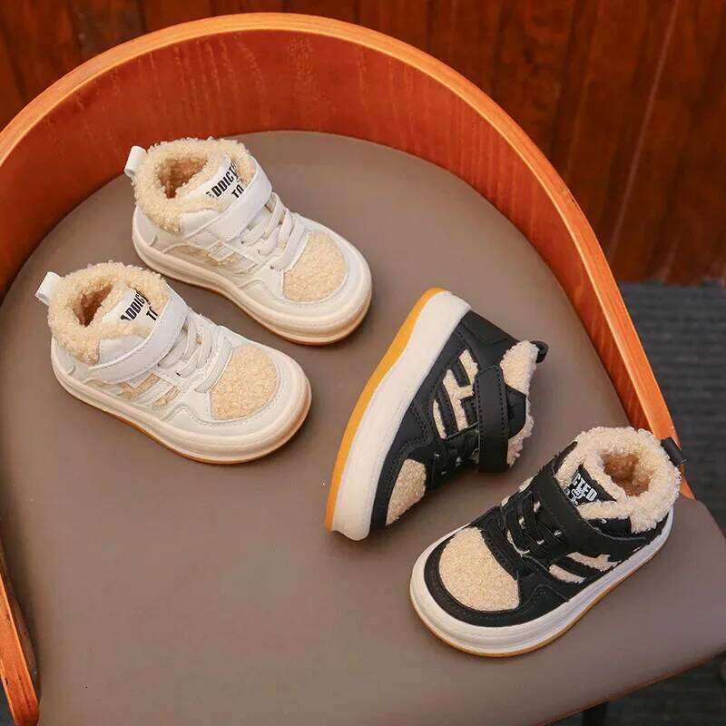 Girls Cotton Children Plush Thickened Anti-skid Shoe Boys Warm Sports Shoes Baby Soft Comfortable Winter Sneakers