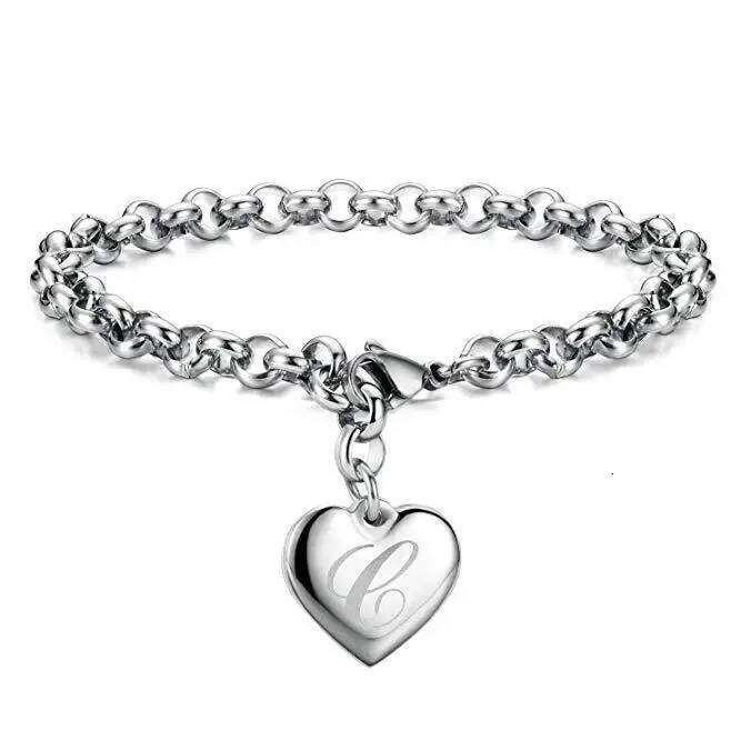 New Sterling sier noble Heart 26 Letteres chain Bracelets for women Fashion Designer brand party wedding Jewelry gifts