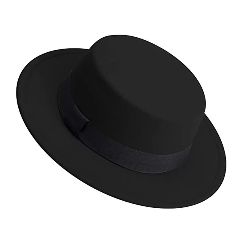Men Women White Fedora Hat Flat Top Hat Felt Pork Pie Hat Wide Brim Church Derby Cap Winter wool Jazz Panama hat wholesale 250930