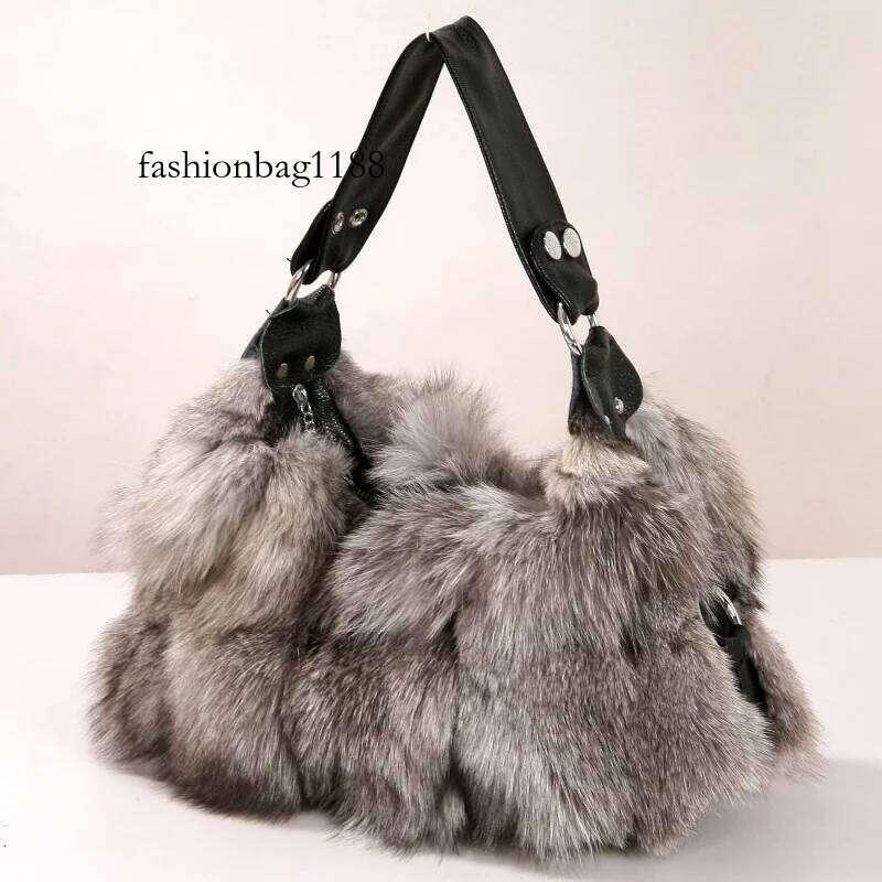 Winter Women's Fashion Handbag Ladies Purses Women Shoulder Bag Real Sier Fox Fur Messenger Bags