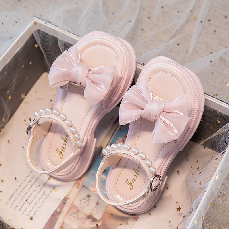 Toddler Girls Designer Sandals Princess Soft with Pearls Sweet Children Sandals Kidszworld Open Toes Kids Summer Shoes Size 26 - 36 US9C-US4Y K0698