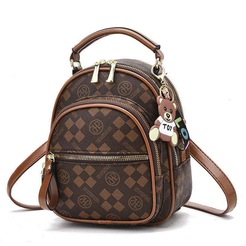 Designer's new fashionable and trendy printed small backpack crossbody bag 2-in-1 women's bag