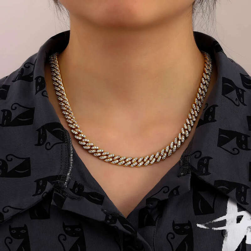 Dropshipping Punk Men Jewelry 8mm Gold Plated Sterling Sier VVS Moissanite Dia Iced Out Cuban Link Chain Necklace