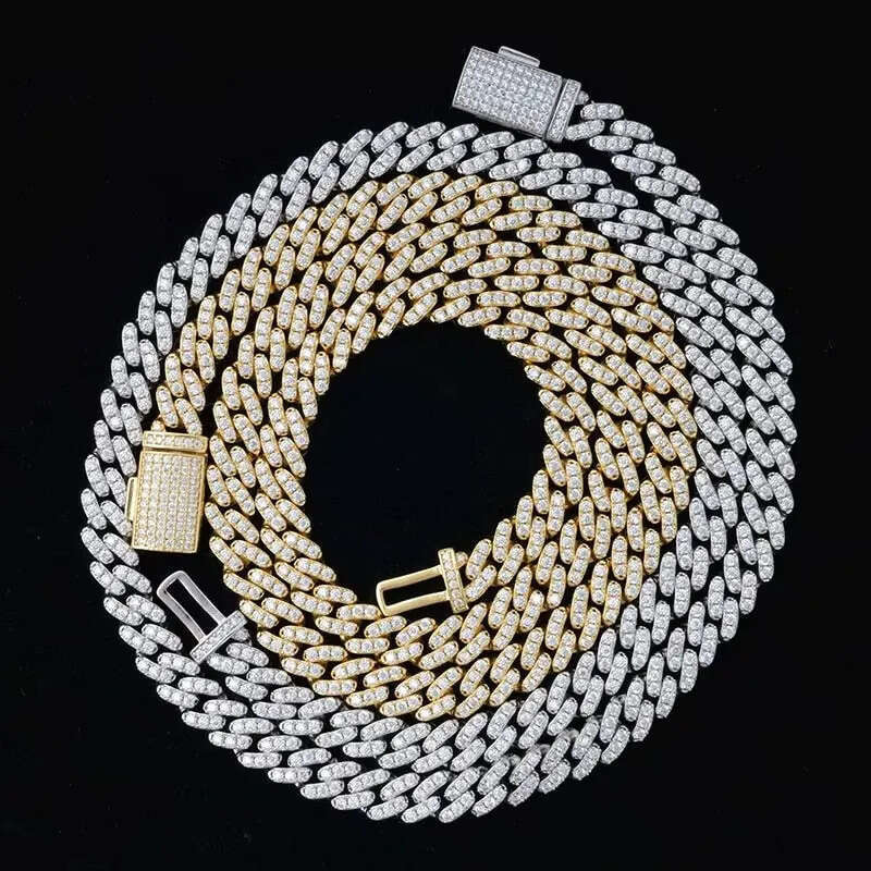 Iced Out Dia 6mm 8mm Miami Sterling Sier Bracelet 14k Gold Moissanite Cuban Link Chain Necklace