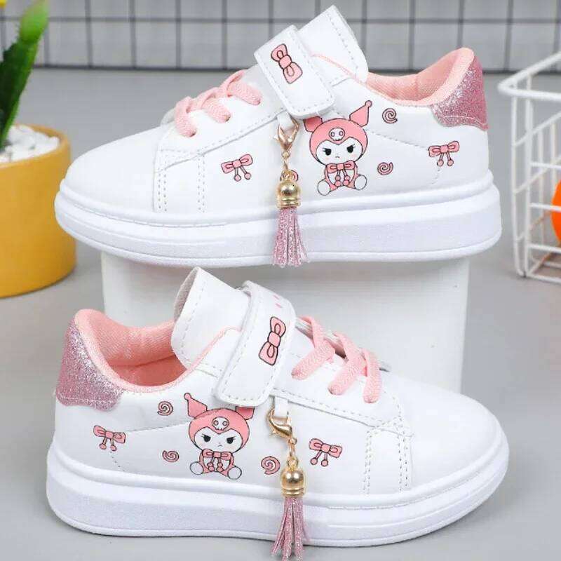 2025 Children's Little White Girls' Student Flat Bottom Casual Sports Low Top Spring Korean Plate Shoes