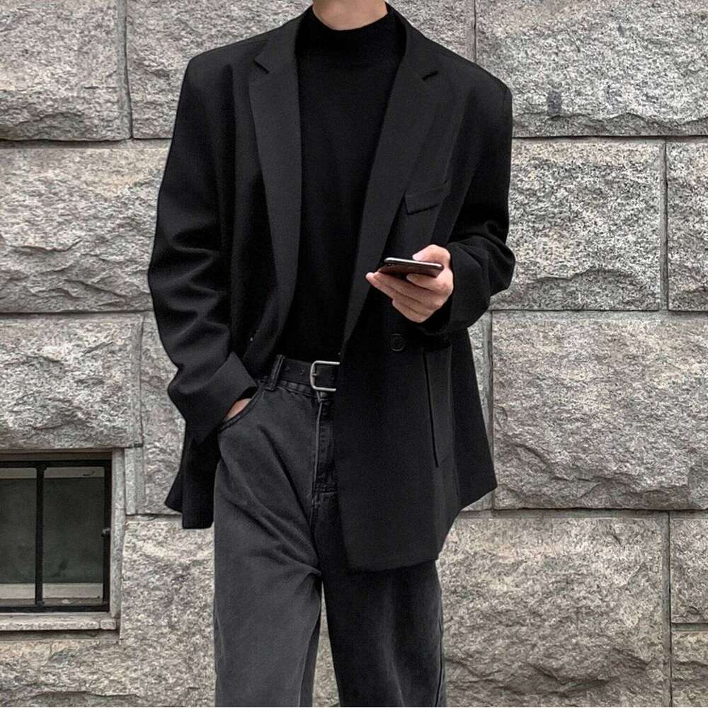 Spring Summer Formal Blazers Korean Fashion Loose Casual Dress Men Haruku Social Suit Jacket Clothing